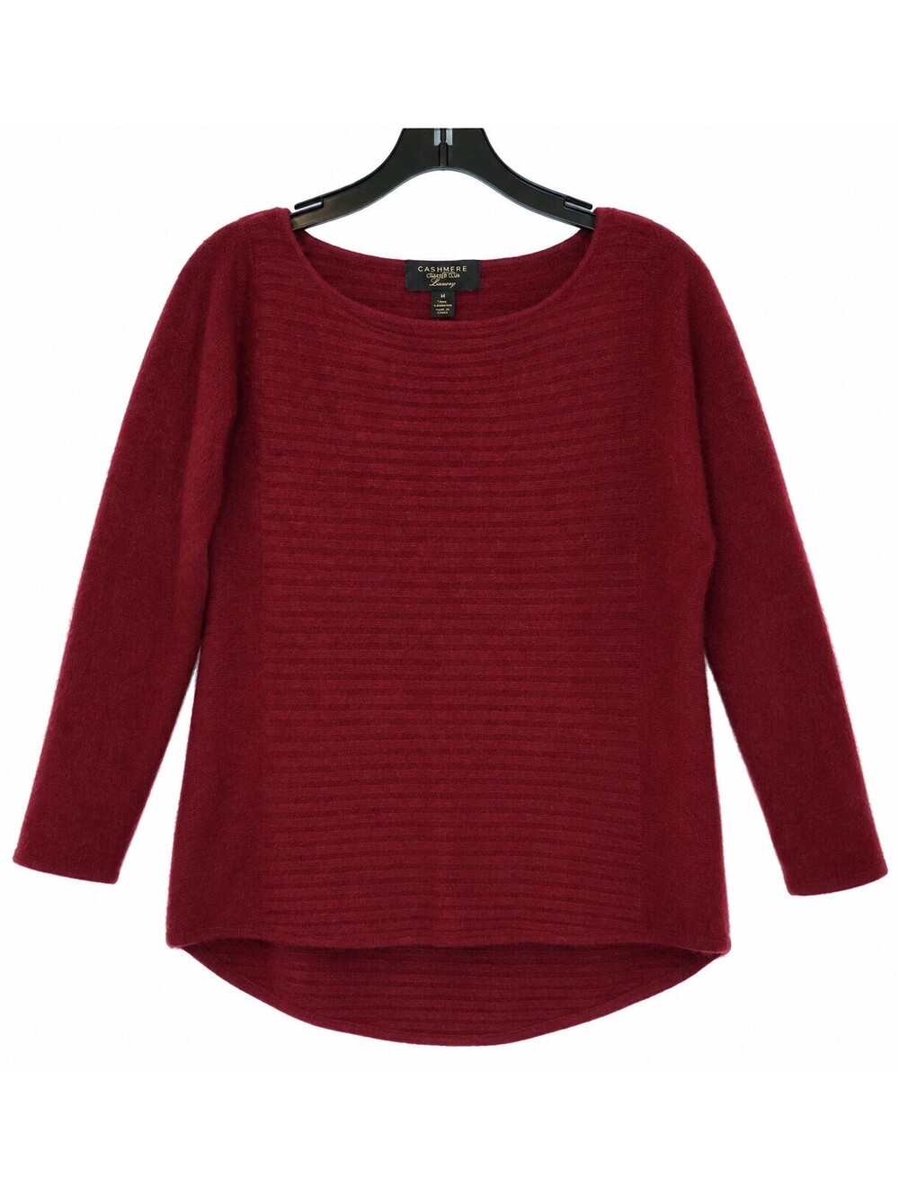 Charter club luxury 100% cashmere sweater M pullover burgundy ribbed boat neck.